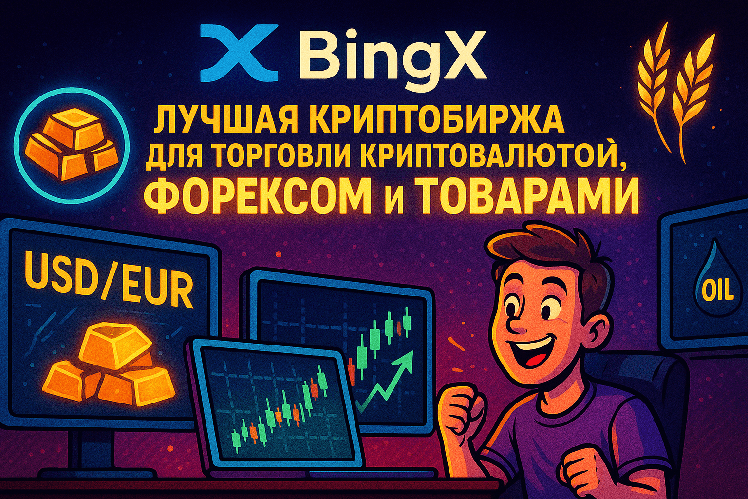 BingX - Лучшая криптобиржа для торговли криптой, форексом и товарами