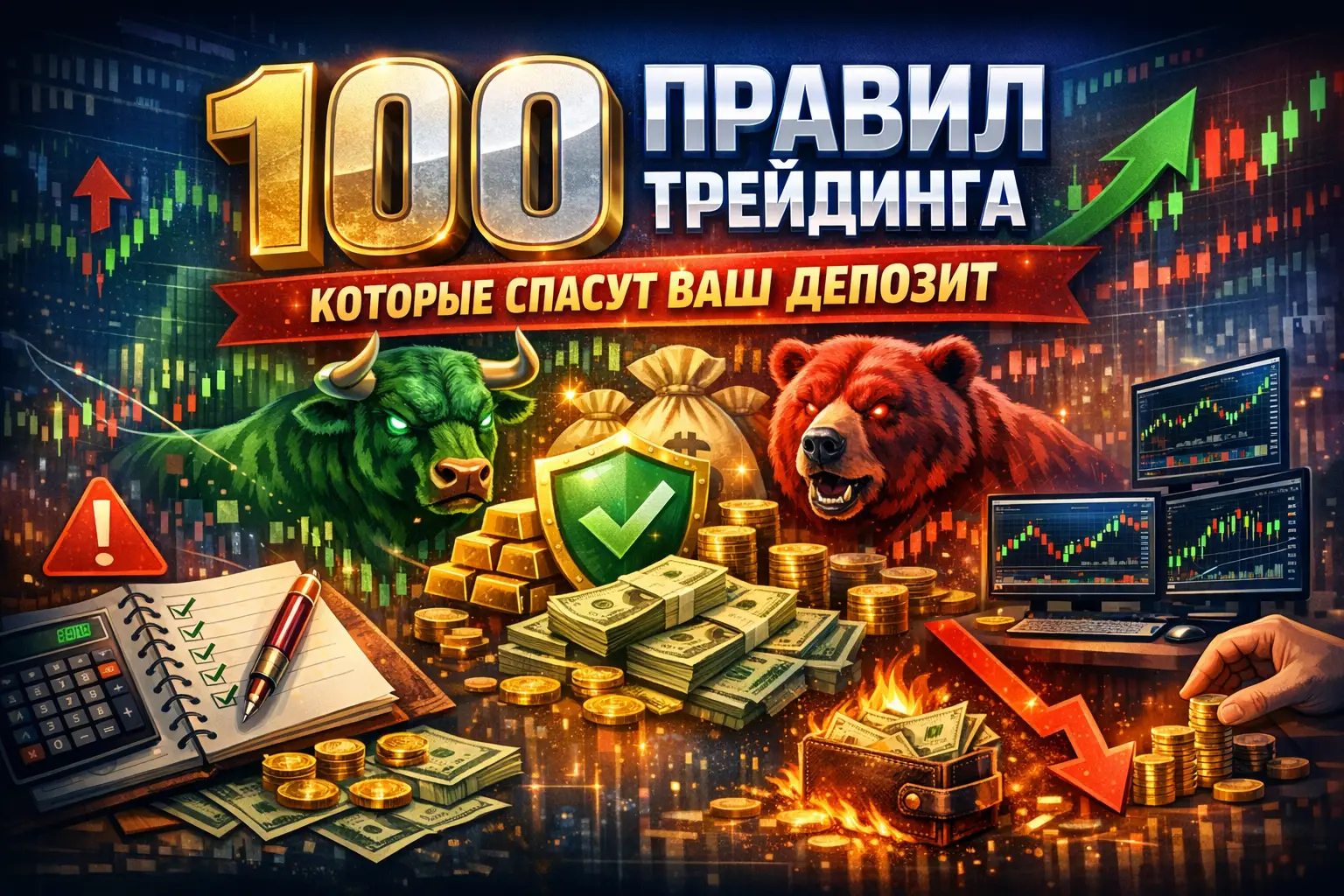 Перед вами вас мастер-список «100 правил трейдинга» — чек-лист, который проверен тысячами трейдеров. Это не теория, а практические инструменты, которые работают.